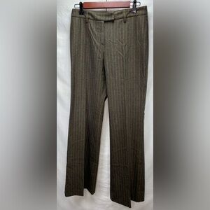 Gunex Brown Wool Blend Woman’s Pants with Tiny Orange & Blue Stripes.  Size 4.